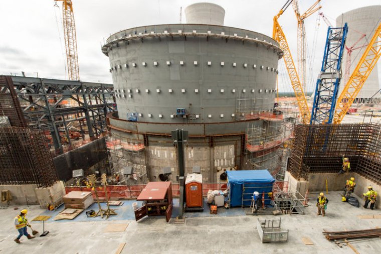 A reactor under construction at the Vogtle nuclear plant
