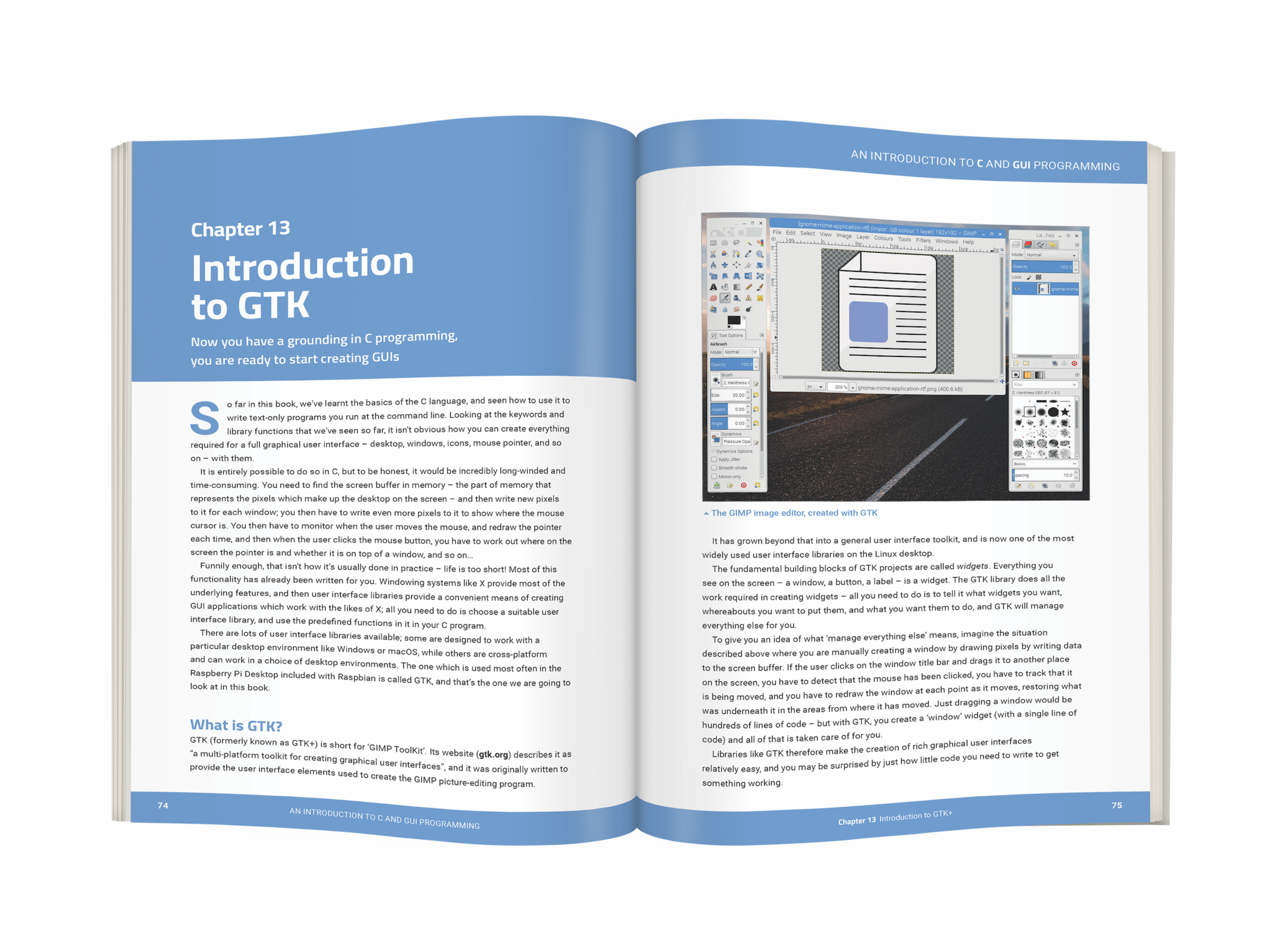 An Introduction to C and GUI programming by Simon Long published by Raspberry Pi Press