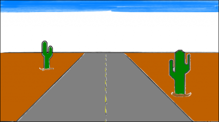 A picture apparently constructed in Paint using the keyboard exclusively.