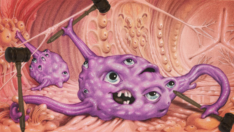 "HELLO HUMAN, Umgah Court sentences you TEN MILLION YEARS OF HARD LABOR!... Oh, you settled? But... what Umgah supposed to do with three gavels if Umgah can't sentence anyone?!"