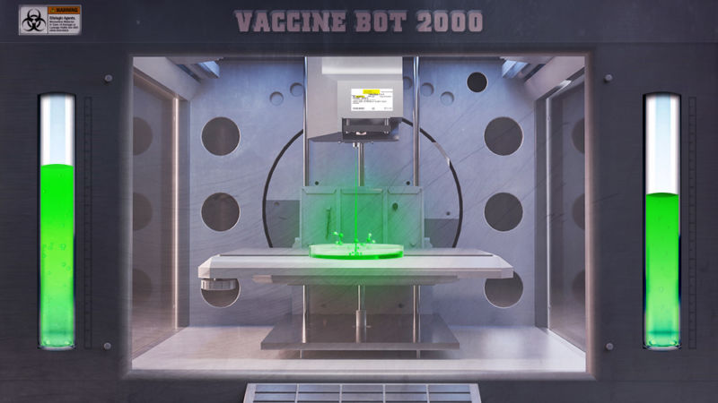 Artist's impression of a vaccine printer.
