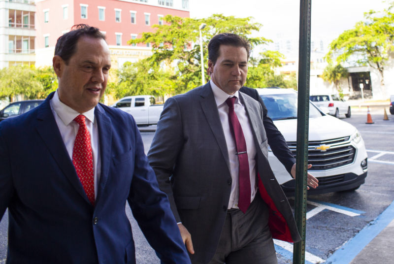 Craig Wright, right, arrives at federal court in West Palm Beach, Florida, on June 28, 2019.