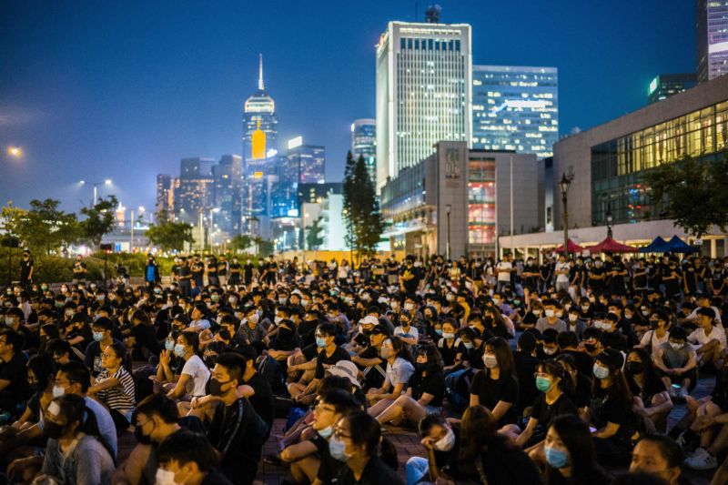 Students attend a rally at Edinburgh Place in Hong Kong on August 22, 2019.