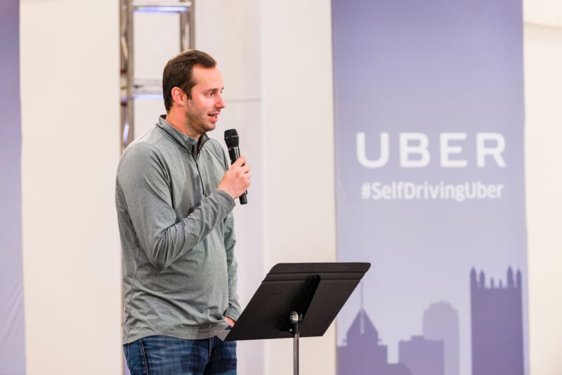 Anthony Levandowski, then-VP of engineering at Uber, in 2016. Levandowski co-founded self-driving truck startup Otto and then led Uber's self-driving technology efforts before being fired in 2017.