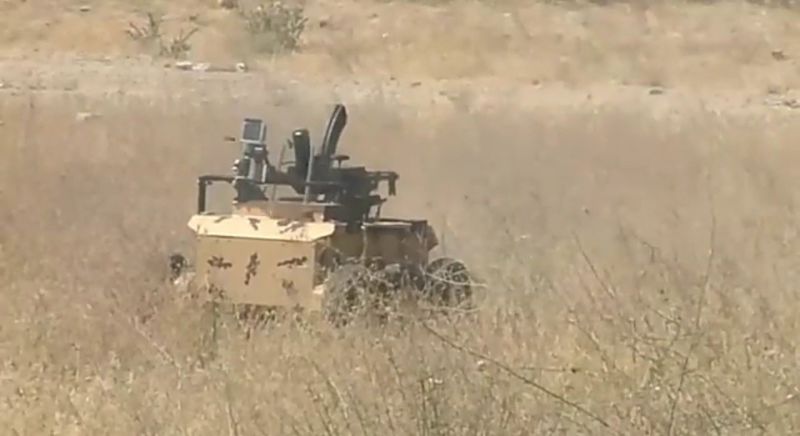 A Heidar-1 UGV gets busy with its assault rifle in a demonstration by the Islamic Republic of Iran Army Ground Forces (NEZAJA).