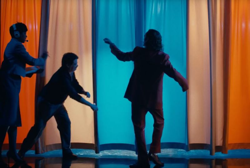 A villain is born: Joker (Joaquin Phoenix) prepares for his grand entrance.