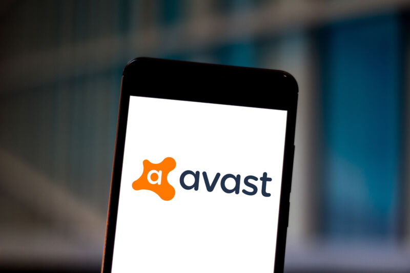 An Avast Antivirus logo displayed on a smartphone.
