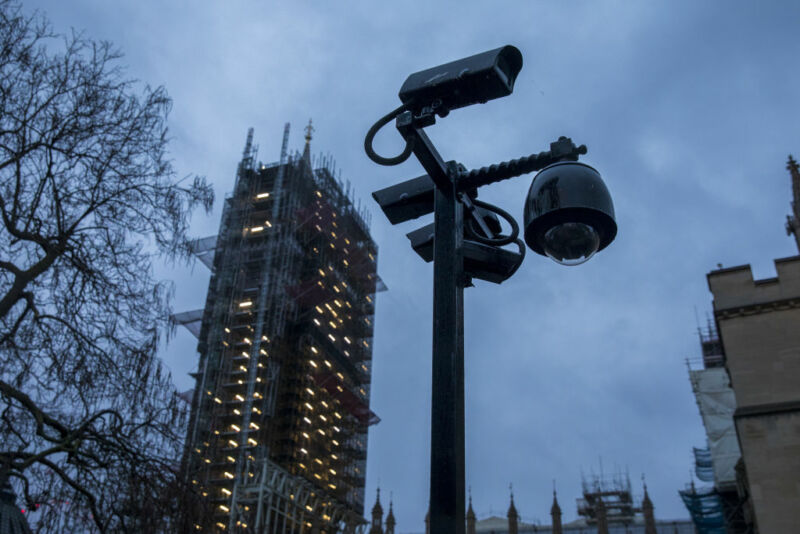 Security cameras sit on a pole near the Houses of Parliament in the Westminster district of London, UK, on Monday, Jan. 6, 2020. The Metropolitan Police will be adding new "live facial recognition" systems to their sensor collection, aimed at spotting wanted persons walking through targeted areas.