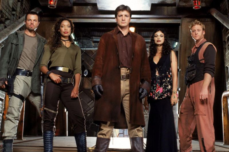 Promotional cast image of TV show Firefly.