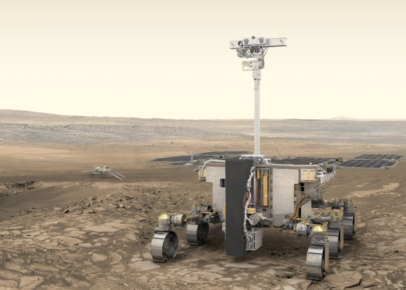 ESA’s ExoMars rover (foreground) and Russia’s stationary surface science platform (background) are scheduled for launch in July 2020,