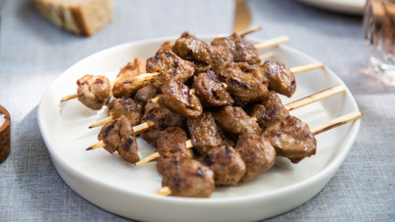 Cell-based meat kebabs from Memphis Meats.