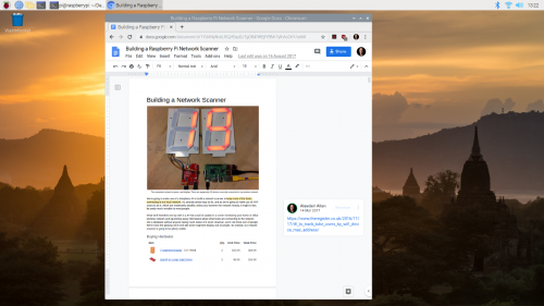 Using Google Docs on the Raspberry Pi