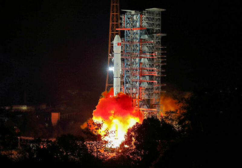 A Long March 3B rocket lifts off from the Xichang Satellite Launch Center in 2018.