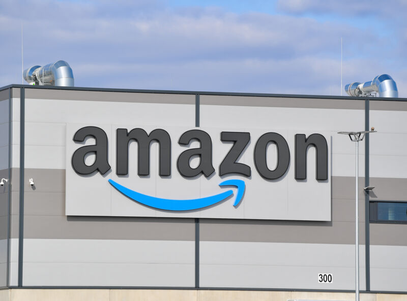 An Amazon warehouse on a sunny day in Germany on April 2, 2020.