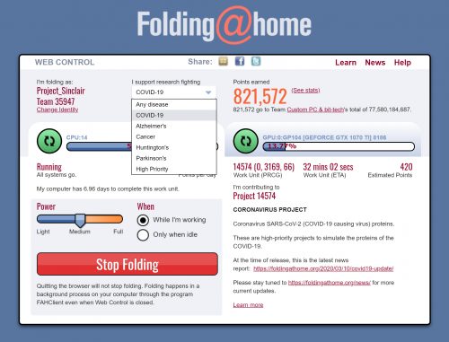 Select COVID-19 from the pulldown menu