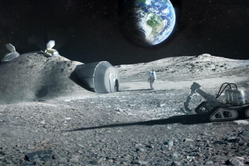 Artist's conception of a lunar habitat.