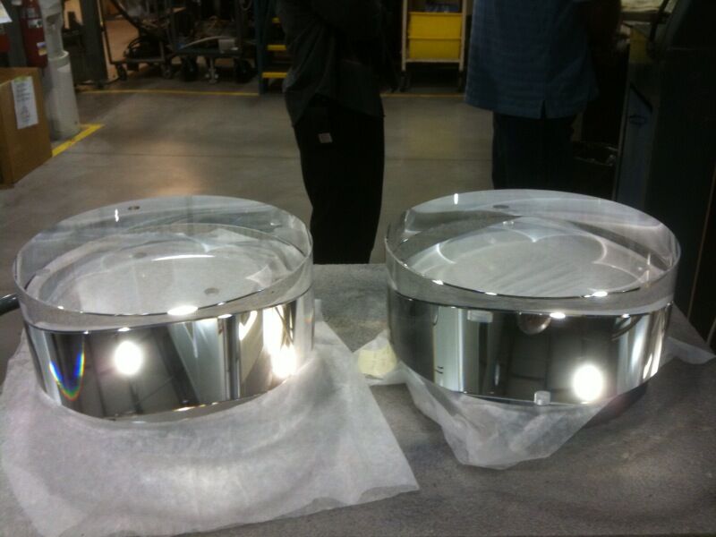 Image of two large glass cylinders