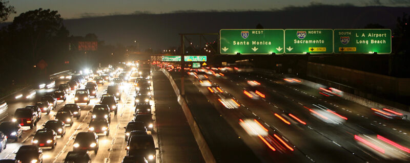 Cars congest I-10 in Los Angeles late October 2006. That year, the state sued several US and Japanese automakers for their alleged contribution to global warming. 