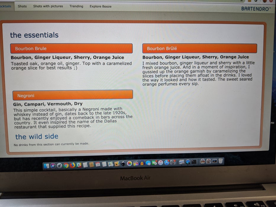 screen grab of the hello drinkbot web interface