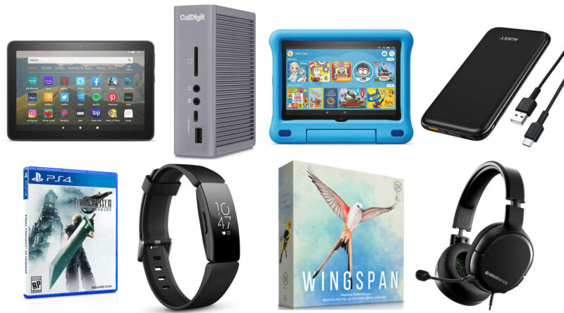 Collage of consumer goods for sale.