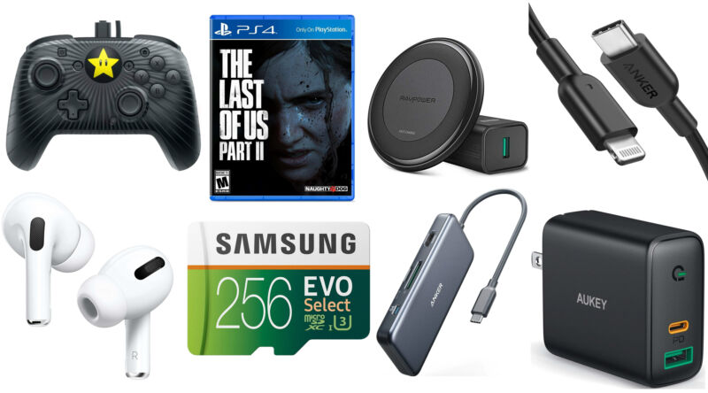 Photographic collage of consumer electronics.