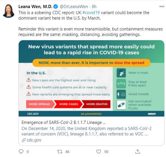 Screenshot from Dr. Leana Wen's Twitter