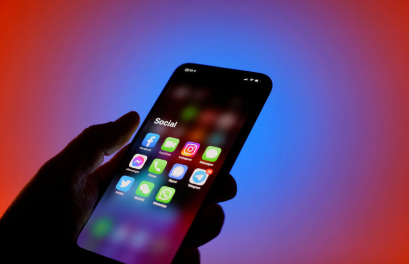 Social media applications are seen on an iPhone in this photo illustration in Warsaw, Poland on December 17, 2020. Facebook has disabled several features on it's Messenger app to comply with new data usage rules currently being put in place in the EU as aprt of the ePrivacy Directive. (Photo illustration by Jaap Arriens/NurPhoto via Getty Images)