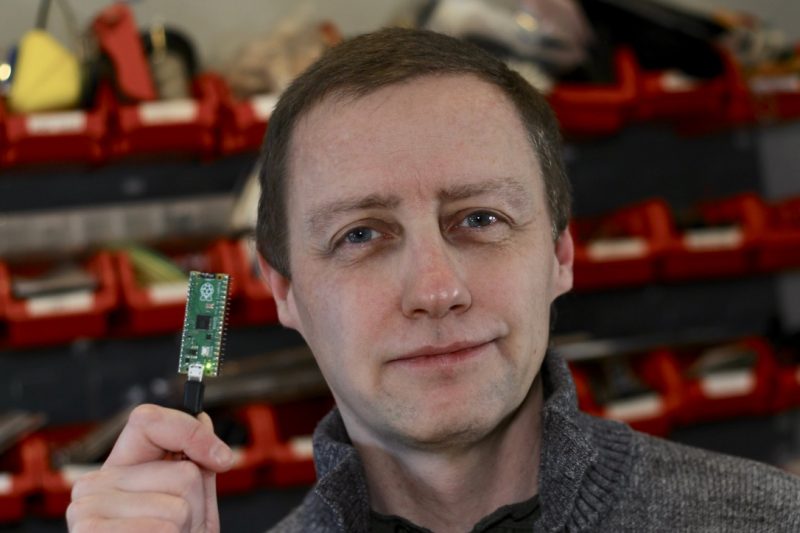 Alasdair Allen holding a Pico board