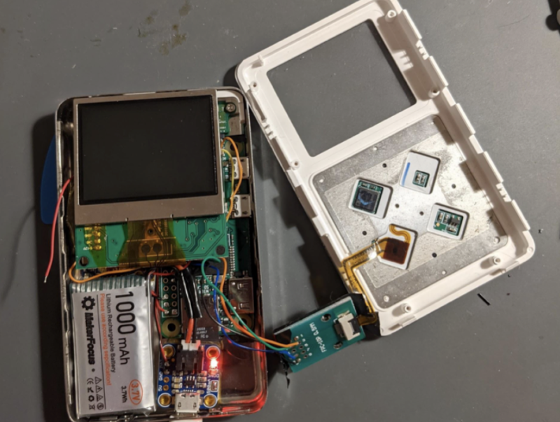 All replacement parts mounted in the iPod case