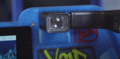 headgear tucked into slot on data blaster