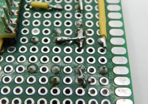 With a combination of small sections of wire and jumpers, you can create whatever pattern of wiring you like on protoboard