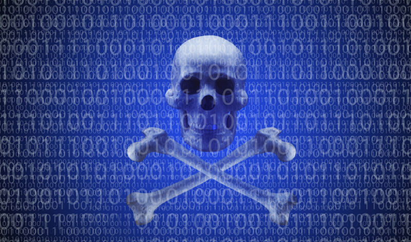 Skull and crossbones in binary code