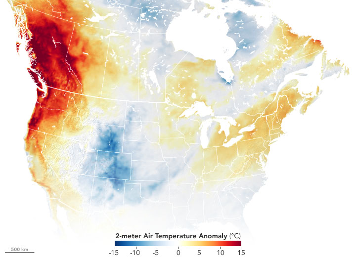 Temperatures compared to averages on June 27.