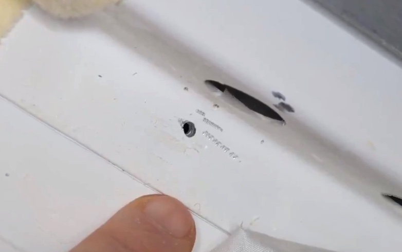  Image of the hole in Soyuz MS-09 vehicle docked to the International Space Station in 2018.