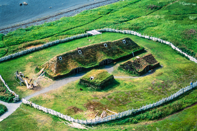 Painting of Viking settlement from above