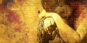 Man Caught Grief Chains Tied Up Depressed Fear