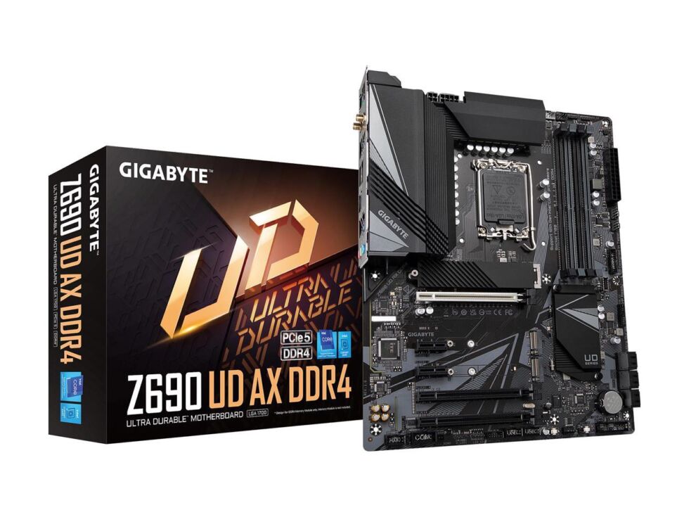Gigabyte's Z690 UD AX DDR4 is a solid entry-level full-size ATX motherboard for Alder Lake, featuring DDR4 support, built-in Wi-Fi and Bluetooth, a respectable port selection, and decent-looking VRM heatsinks for around $220.