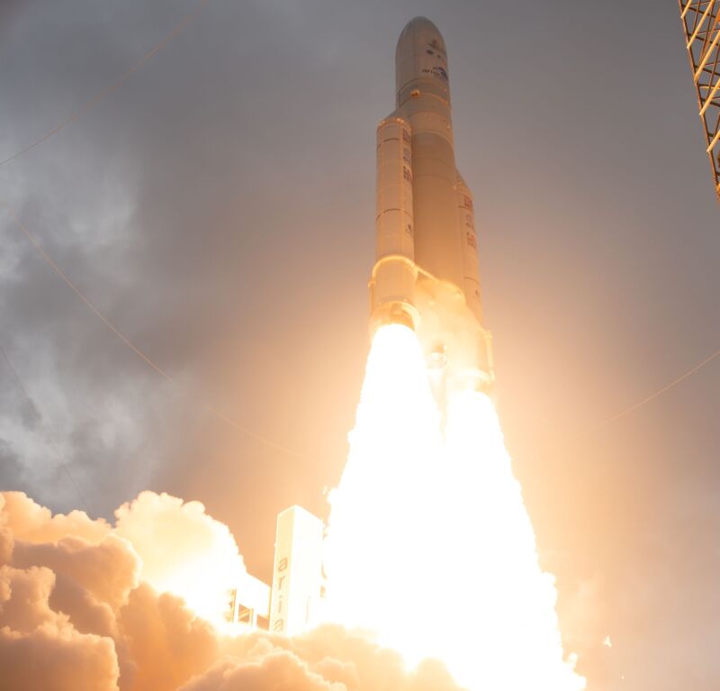 The James Webb Space Telescope lifts off from French Guiana on an Ariane 5 rocket on December 25.