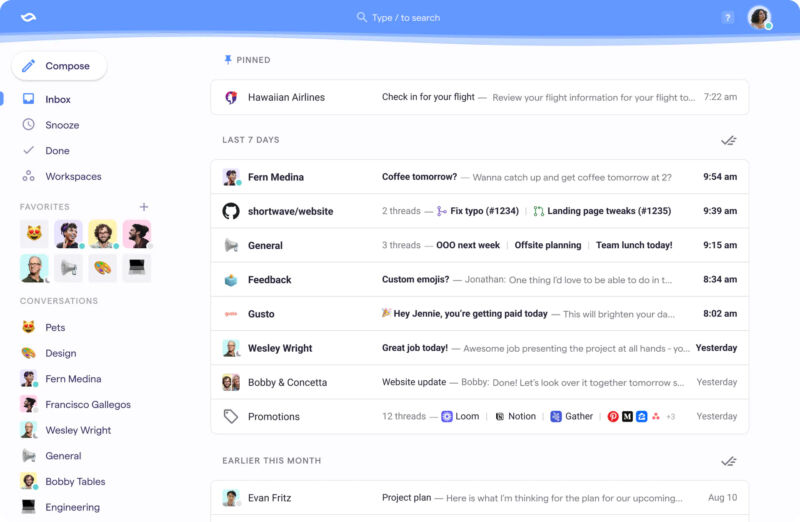 Is that Google Inbox? Nope, that's Shortwave.