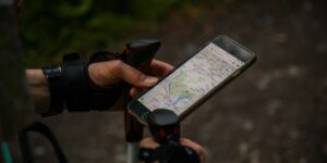 Nordic walker with smartphone