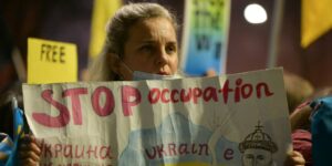 Protest against Ukraine invasion by Russia