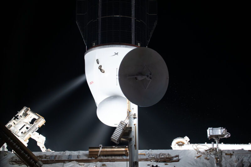In January, plumes are seen from the SpaceX Cargo Dragon resupply ship's Draco engines as they fire following its undocking from the International Space Station.