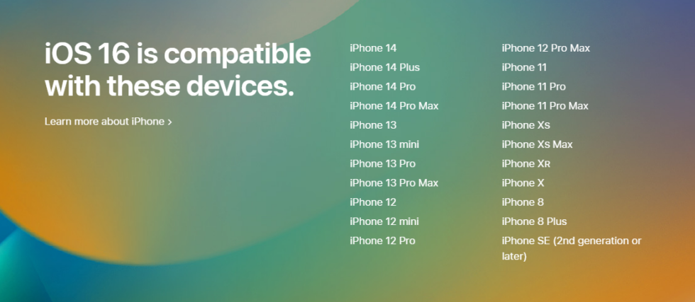 The list of supported devices. 