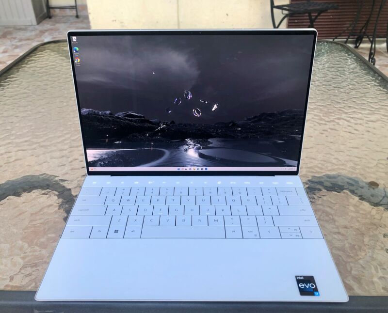 Dell XPS 13 Plus open, front-facing