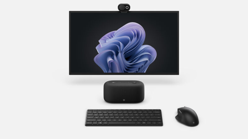 Microsoft Audio Dock connected to a monitor