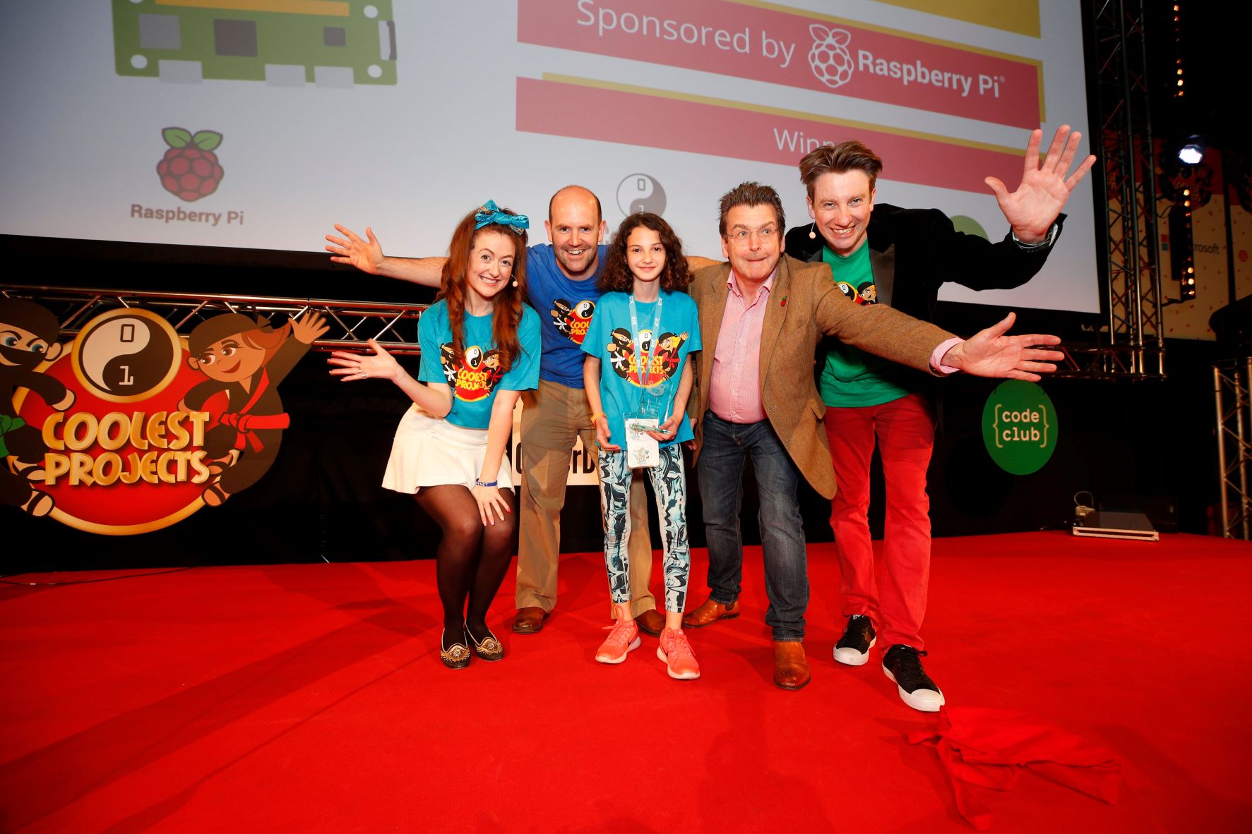 Selin and the judges at Coolest Projects.