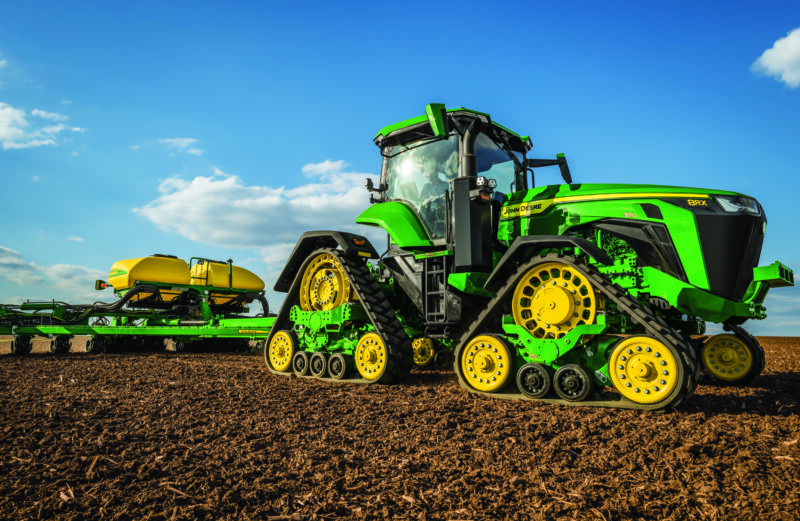 A John Deere 8RX tractor