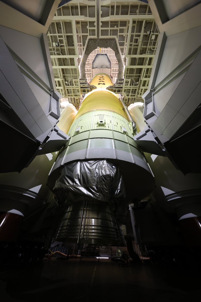 Japan's H3 rocket is seen inside its hangar in Tanegashima.