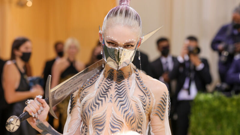 Grimes attends The 2021 Met Gala Celebrating In America: A Lexicon Of Fashion at Metropolitan Museum of Art on September 13, 2021 in New York City.