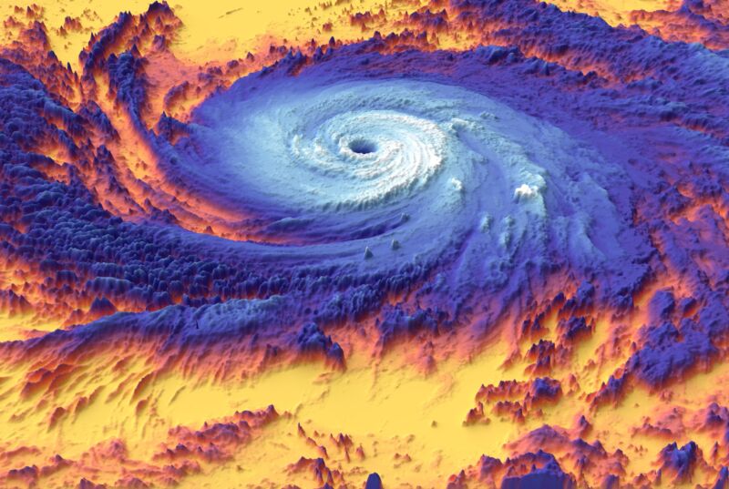 Satellite data illustrates the heat signature of Hurricane Maria above warm surface water in 2017.
